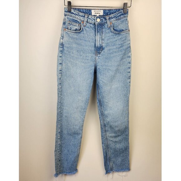 Reformation Liza Ultra High Rise Straight Jeans Raw Hems in Malta sz 26 - Picture 1 of 8